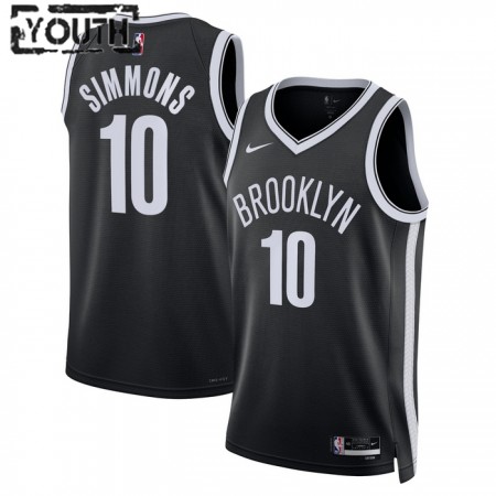 Barn Brooklyn Nets Tröja Ben Simmons 10 Nike 2022-23 Icon Edition Svart Swingman